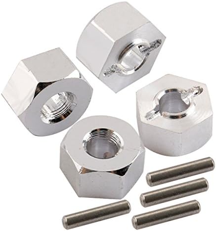 Yiguo 12mm Wheel Hub Hex Adapter and Pins for 1:10 Traxxas Slash 4x4 Silver Set of 4