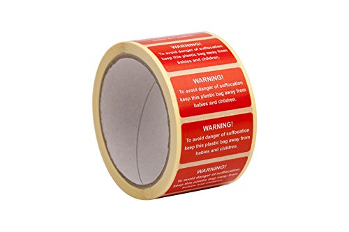 500 bolsas de polietileno de advertencia de pegatinas asfixia seguro de empu  adura del sello Productos de la seguridad Rojo Tama  o de etiquetas 50x25mm PC   500  por 1 rollo    Warning  To avoid danger of suffocation please keep this bag away from babies and children 