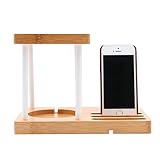 True-Ying Lautsprecherständer für Amazon Echo/Handys/Uhr Carbonized Bamboo Desktop Speaker Stand Protective Holder für Alexa Echo