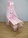 9 Piece Crib Baby Bedding Set 90x40cm Fits Swinging / Rocking Cradle (Hearts Pink)