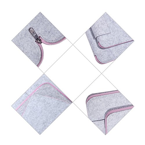 Ropch 15 6 Zoll Filz Sleeve H  lle Laptop Tasche f  r 15 - 15 6 Zoll Acer   Asus   Dell   HP   Lenovo - Grau   Rosa