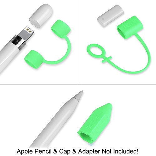 [3-Pack] Fintie Apple Pencil Stift Kappehalter/ Schreibfeder-Abdeckung/ Halterung für Lightning Kabel Adapter für den iPad Pro Pencil (Apple Pencil, Ladekabel und Adapter sind nicht im Lieferumfang enthalten), Fluoreszierende Grün - 7