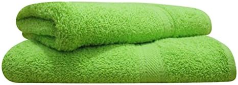 HBS Basics, Snug &amp; Dry 2 Piece Soft 100% Cotton Bath Towel Set, Quick Dry, Bargain Offer (Lime Green)
