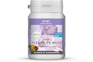 Lemon Pharma Fleurs de Bach Chewing-Gums N°41 Concentration, Clarté, Endurance, Goût Tropicale, 60g 100203