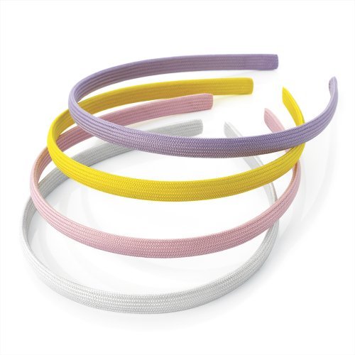Set of 4 Pastel Tone Plain Fabric Covered Alice Hair Bands Headbands