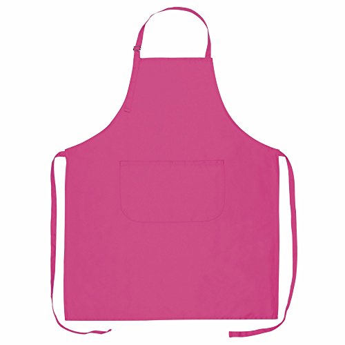 Küchenschürze - Grillschürze - Latzschürze, PINK, 100% Baumwolle, 70 x 85 cm, mit verstellbarem Nackenband und aufgesetzter Tasche vorne.