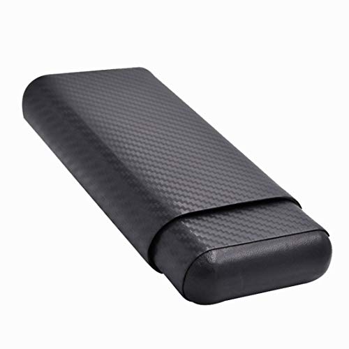 Preisvergleich Produktbild GSAYDNEE Leder-Zigarrenetui mit Innenfutter aus Zedernholz mit 3 Rohren, schwarz