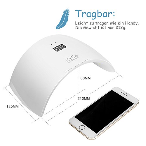 KYG Nagellacktrockner UV-Nagellampe 24W 15 LEDs Lichthärtegerät Infrarot Sensor Lichthärtungsgerät für Shellac, Gelnagellack mit Timer Weiß - 4