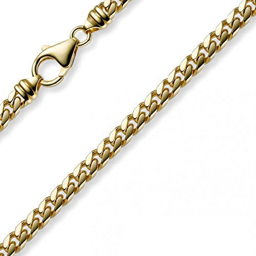 5mm Kette Collier Panzerkette oval diamantiert massiv, 585 Gold Gelbgold, 45cm