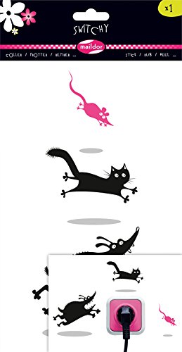 Maildor - Adesivo da Parete, Motivo: Cane, Gatto e Topo, da Applicare Intorno ad Una Presa