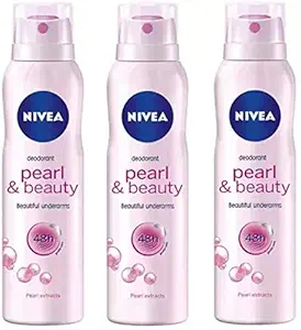 Nivea Pearl & Beauty Deodorant Spray for Women 150ML Each (Pack of 3) Deodorant Spray - For Women (450 ml, Pack of 3)