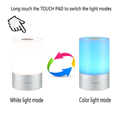 ZEEFO Tischlampe, dimmbare Bettlampe, Berührungssensor mit warmem und weißem LED Nachtlicht und wechselnde RGB-Farbe für die Lampe von Säuglingsheim (klein) - 3