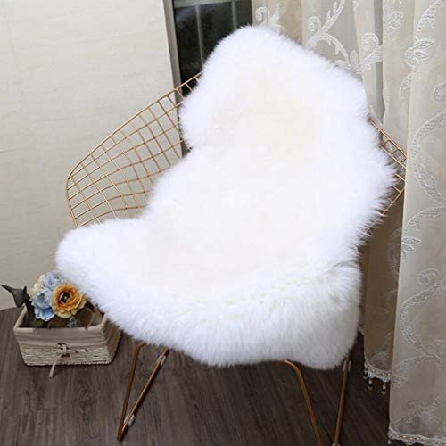 Faux pelliccia di agnello di pecora tappeto,Pelliccia sintetica Tappeto vello di pecora - Dimensioni:60 x 90 cm (Bianco)