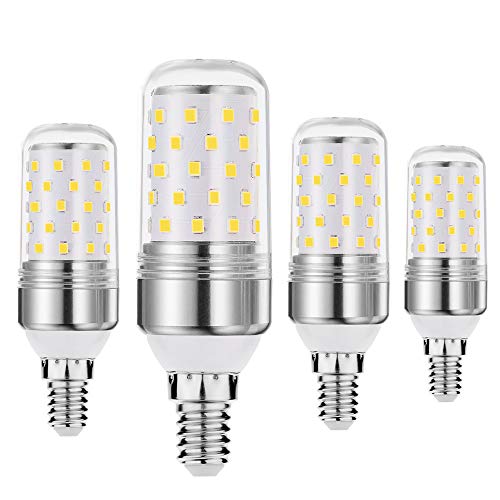 BOGAO Ampoule LED E14 Dimmable, 12W, équivalent à 80-100 Watt, culot E14, lumières 1200 LED, blanc (6000K, 4pcs)