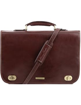 81413444 - TUSCANY LEATHER: CERTALDO - Messenger Tasche aus Leder 2 Fächer, Braun