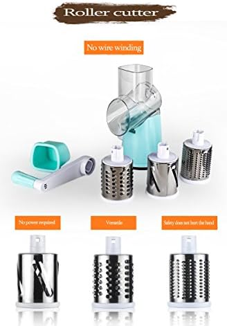 Spinning/Rotating Manual Speedy Vegetable Fruit Cheese Nut Slicer Cutter Shredder Efficient and Fast Grinder With-3 Interchangeable Round Stainless Steel Blades easy to clean powerful suction cup