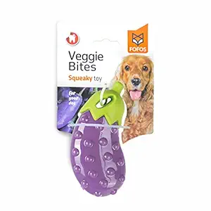 Barkbutler x Fofos Vegi-Bites Eggplant Screaming Squeaky Dog Toy, Purple (L) | For Medium-Large Dogs (10-30kgs) | Bumpy Texture for Teeth + Gums | Floats in Water| Soft foam + TPR Mix| Play, Fetch, Chew