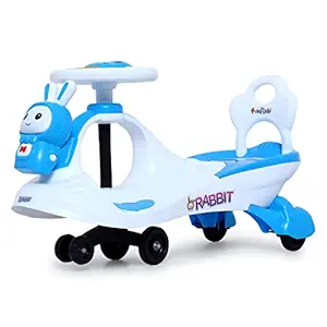 FunRide Bunny Swing Car Rider - Bunny Rabbit Twist and Swing Magic Car Ride On for Kids with Steering Music and Lights for Boys and Girls for Age 3+ Weight Capacity Upto 100 Kg (White)