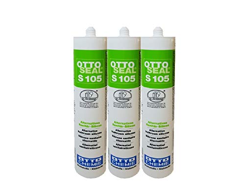 Preisvergleich Produktbild Sparset 3x Ottoseal S105 Silikondichstoff für Dehnungs- und Anschlussfugen im Sanitärbereich - witterungs-, alterungs-, und uv-beständig, sehr gute Haftung, fungizid ausgerüstet 310ml TRANSPARENT