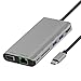 Produktbild Big-Mountain 8 in 1 USB C auf Typ C USB 3.0 HDMI 4K VGA RJ45 Gigabit Ethernet Adapter | SD TF Kartenleser HUB Ladegerät Konverter Kabel | für MacBook HDTV Typ-C Smartphone Tablet (Grau)