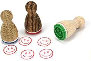 Stemplino® Minisello – Diseño: Smiley – 12 mm de diámetro – Sello de madera para niños Bullet Journal Sello con diseño de sonrisa sonriente