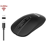 cimetech Rechargeable Wireless Mouse, 2.4G Computer Mouse Cordless Optical Mice Laptop, Slim Silent Wireless Mouse USB Nano Receiver, 5 Adjustable DPI 2400/2000/1600/1200/800 (Black)