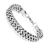 X-Mile Herren Edelstahl Panzerkette Armband Schwer Glieder Foxtail Kette Armband Kettenarmband Gothic Rock Punk Style Anti-Rost Link für Maskerade Ball Rock Festival 7,1 × 0,5 × 0,2 Zoll