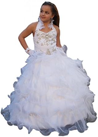 Jessidress Communion Dress Flower girl dresses Girl dress Wedding Pageant Bridesmaid Dress Model Kim 9 years White