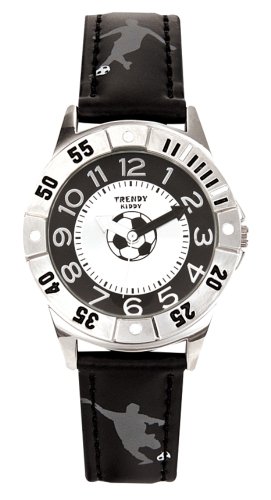 Trendy Junior Jungen-Armbanduhr Analog Leder schwarz KL 177