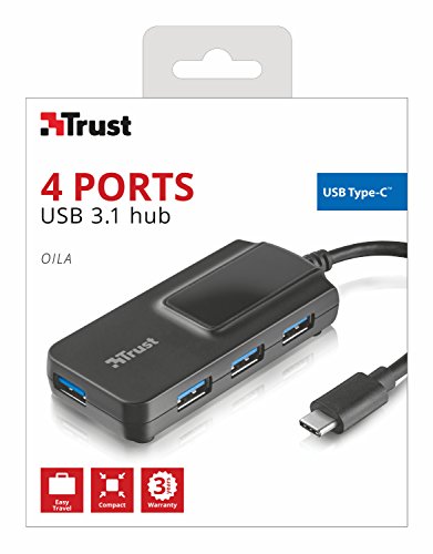 Trust 21319 Oila USB Typ C auf Standard USB 3.1 Gen 1 Hub mit 4 Ports (Typ A) schwarz - 6