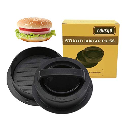 COOLGO Prensa Hamburguesas, 3 en 1 Prensa, Antiadherente Molde Hamburguesa, Hacedor de Hamburguesas Rellenas Ideal para Barbacoa y Cocinar