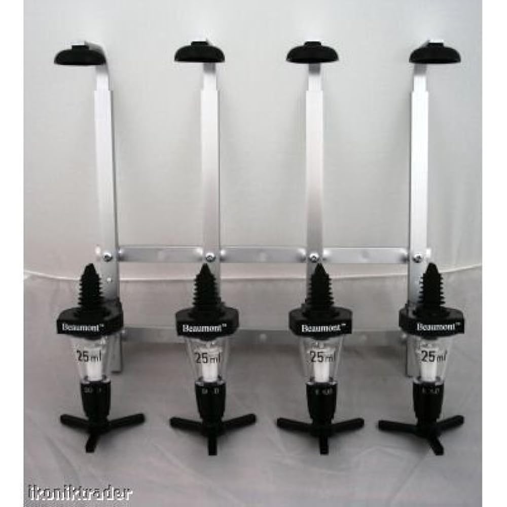 Beaumont Solo Optic Wandflaschenhalter, 4 x 25ml Spirituosenportionier-Set