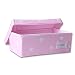 Minene Foldable Fabric Storage Box Linen Stationery Organiser with Flowers (32 x 21 x 12 cm, Small, Pink Star)