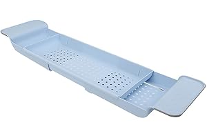 YIWOYI Bath Ipad Holder,Retractable Bathtub Storage Rack Bath Tray Shelf Plastic Scalable Drain Rack Towel Organizer Shelf Bathroom Tools (blue)