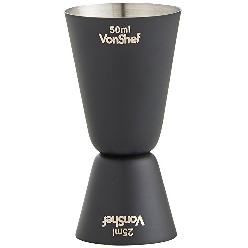 VonShef Edelstahl Manhattan Cocktail Set mit gedrehtem Barlöffel, Hawthorne-Sieb, 25ml/ 50ml Messbecher, Holz-Stößel, 550ml Shaker & Rezeptbuch – Matt Schwarz, Zwei Jahre KOSTENLOSE Gewährleistung - 7