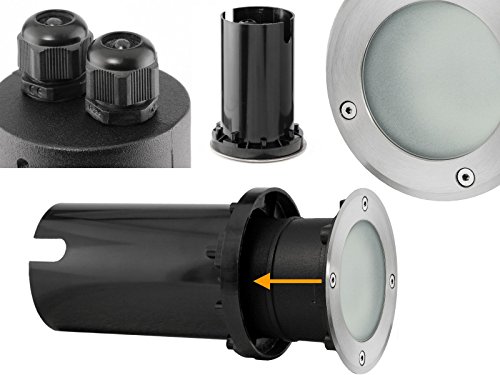 LED Boden Einbau-Strahler, Einbau-Leuchte MARNE rund in Edelstahl gebürstet, mit Echt-Glas matt, 5W warm-weiß, GU10 230V [TOP VORTEILE: hervorragende LICHTQUALITÄT, hoch BELASTBAR, schneller EINBAU] - 7