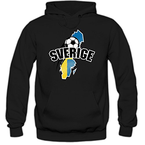 Schweden EM 2016 #1 Hoody | Fußball | Herren | Blågult | Trikot | Nationalmannschaft © Shirt Happenz, Farbe:Schwarz (Black F421);Größe:XL