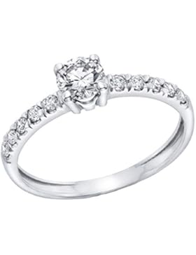 Klassischer 18 Karat (750) Weißgold Solitär Verlobung Diamant Damenring Brilliantschliff 1/2 Karat
