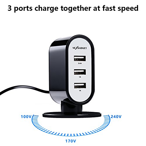 NexGadget USB Ladegerät 3-Port 17W 4.1A Lade Adapter Ladestecker Netzteil mit iSmart Technologie Netzteil für iPhone SE 6S 6PLUS/ iPad/ Andriod/Tablet Samsung Galaxy, HTC, Sony, LG, Nexus,Motorola usw. - 2