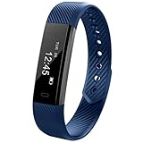 kingko Smart Watch Damen Fitness-Tracker ID115 Intelligente Uhr Herzfrequenz-Überwachung Schlafüberwachung Informationen Erhalten IP67 Wasserdicht Kompatibel mit Android und IOS (Blau)