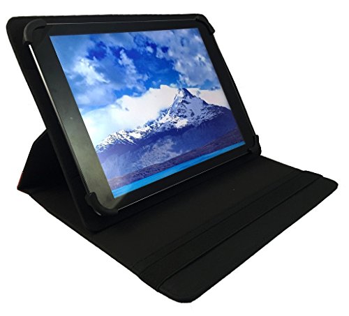 Denver TAQ-70292   TAQ-70302   TAQ-70303 7 inch Tablet Schwarz mit Roter Trimmen Universal 360 Grad Wallet Schutzh  lle Folio mit Kartensteckpl  tzen 