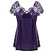 Produktbild MERICAL Damen Mode V-Ausschnitt Plus Größe Spitze Kurzarm Trim Cutwork T-Shirt Tops(XXL,Lila)