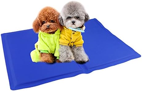 WisFox Blue Pet Cooling Mat 4 Size Cold Cooling Pad Pressure Activated Chilly Dog Cat Bed Gel Cooling Mat Mattress Heat Relief Non-Toxic, Perfect for Floors, Couches, Car Seat (S)