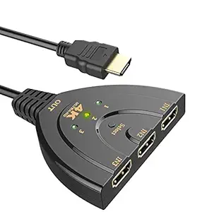 Cables Kart 3 Port HDMI Switch 4k Auto Smart Hub box with 3 Input and 1 output for HDTV to Multi gadgets such as Bluray players, Game Consoles, Set top box, Music system etc