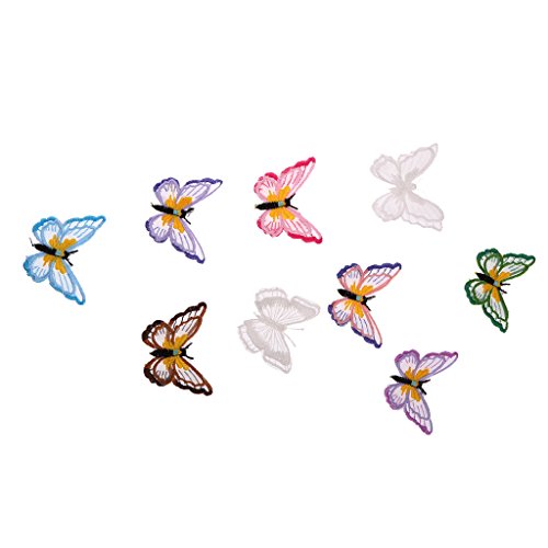 MagiDeal 9x Schmetterling Stickerei Aufnäher Applikation Applique Flicken Embroidered - 8
