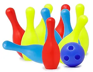 BKDT Marketing Bowling Alley Toy Set with 10 Pins and Two Balls Indoor Outdoor Sports Game for Kids