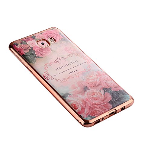 Galaxy A5 2017 Silikon Handy Hülle,Leeook Elegant Retro Floral Schön Vogel Rosa Blume Crystal Soft Clear Case Electroplate Plating Rose Gold Frame Scratch-Resistant Bumper Soft Rückseite Cover Tasche Ultradünne Galvanisiergeräte Weicher Gel TPU Tasche Schutzhülle Hülle Tasche für Samsung Galaxy A5 2017 + 1 x Schwarz Eingabestift-Bird Pink Flower - 4