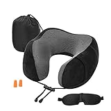Meloriy Reisekissen Reise Nackenkissen, Memory Foam Nackenhörnchen mit Schlafbrille Ohrenstöpsel und Tragetasche U Geformte Hals Kissen für Büro und Haus, Reisen im Auto Flugzeug Zug, Schwarz Meloriy Reisekissen Reise Nackenkissen, Memory Foam Nackenhörnchen mit Schlafbrille Ohrenstöpsel und Tragetasche U Geformte Hals Kissen für Büro und Haus, Reisen im Auto Flugzeug Zug, Schwarz