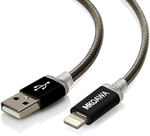 Lightning Cable 1 m/3.3 Ft Iphone Charging Cable, Mkoawa® [Apple MFI Zertfiziert] – Lightning Cable iPhone Charger for iPhone 6 Apple Data Sync Charger Cable for iPhone/5/7/7 Plus/6/6 Plus/6S/5 °C/5S, iPad Air Pro Air 2 2 Mini3 4th Gen iPod nano 7th Gen – iOS 10 – Aluminium – Black