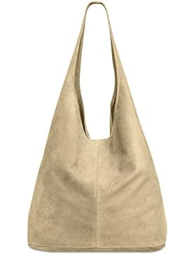 CASPAR TL767 Damen große Vintage Velourleder Tasche Ledertasche Beuteltasche Schultertasche Shopper Handtasche